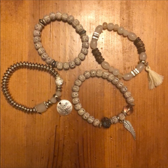 Boho Bead Stretch Stack Gypsy Tassel Bracelets - Picture 5 of 8